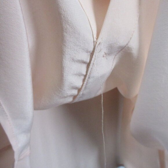 Club Monaco Silk Button Up Blouse Women M Peach Ruffle Long Sleeve Classy 128 - Picture 9 of 13